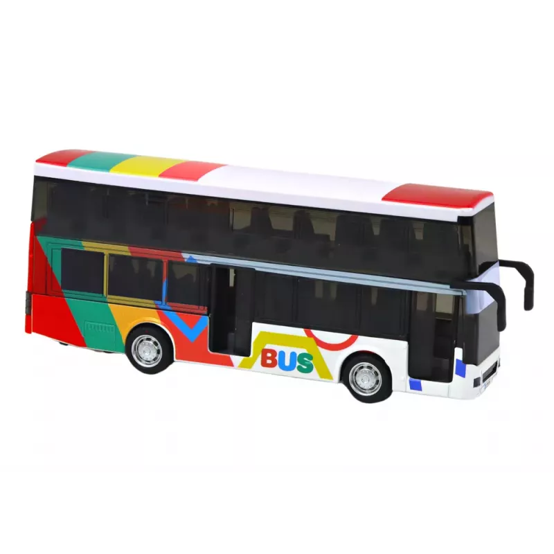 LEAN TOYS Double Decker Bus ar metāla piedziņu, krāsainām gaismām un skaņām