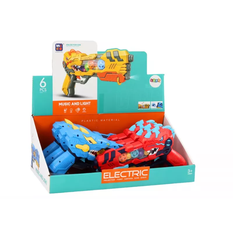 LEAN TOYS Gun Projector Dinosaur Lights Sounds Blue Red