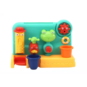 LEAN TOYS Bērnu vannas rotaļlieta strūklaka dzirnaviņas varde jaucējkrāns
