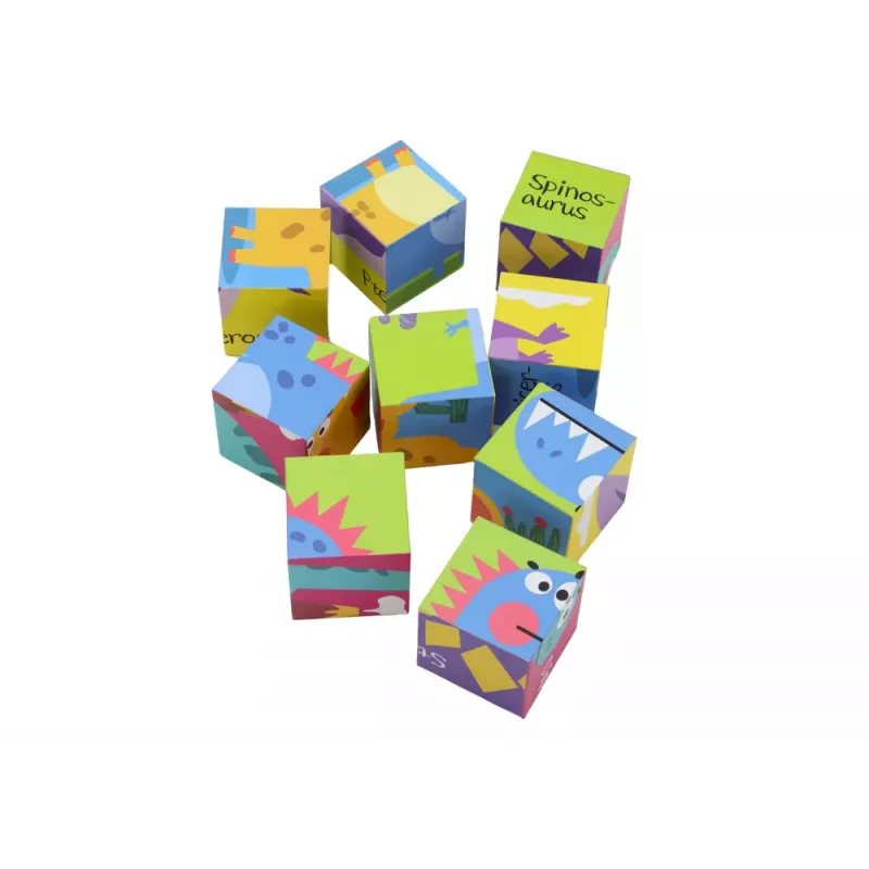 LEAN TOYS Izglītojošā Puzle 6in1 Bloku Puzles Kubs 6 Attēli Dinozauri 9 El.