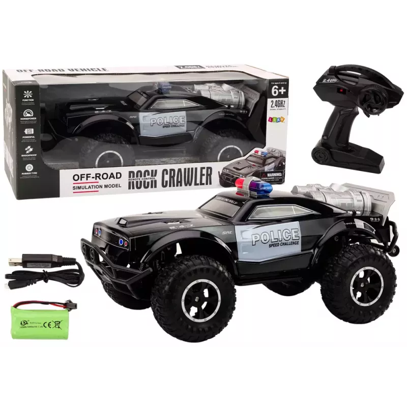 LEAN TOYS Bezceļu tālvadības policijas automašīna RC 1:8
