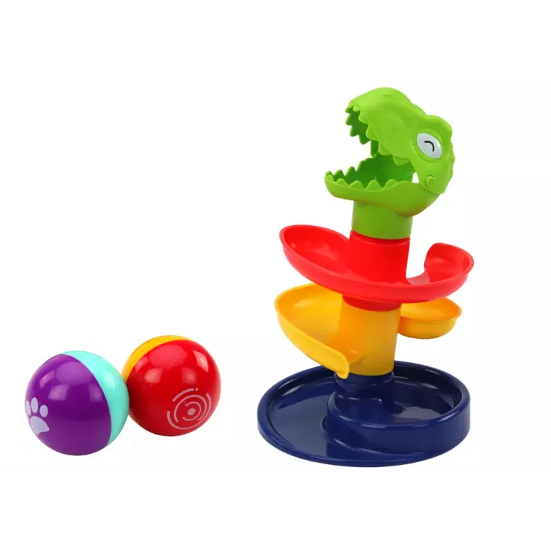 LEAN TOYS Izglītojošs Slaids Bumbiņu Šķirotājs Zaļš Dinozaurs