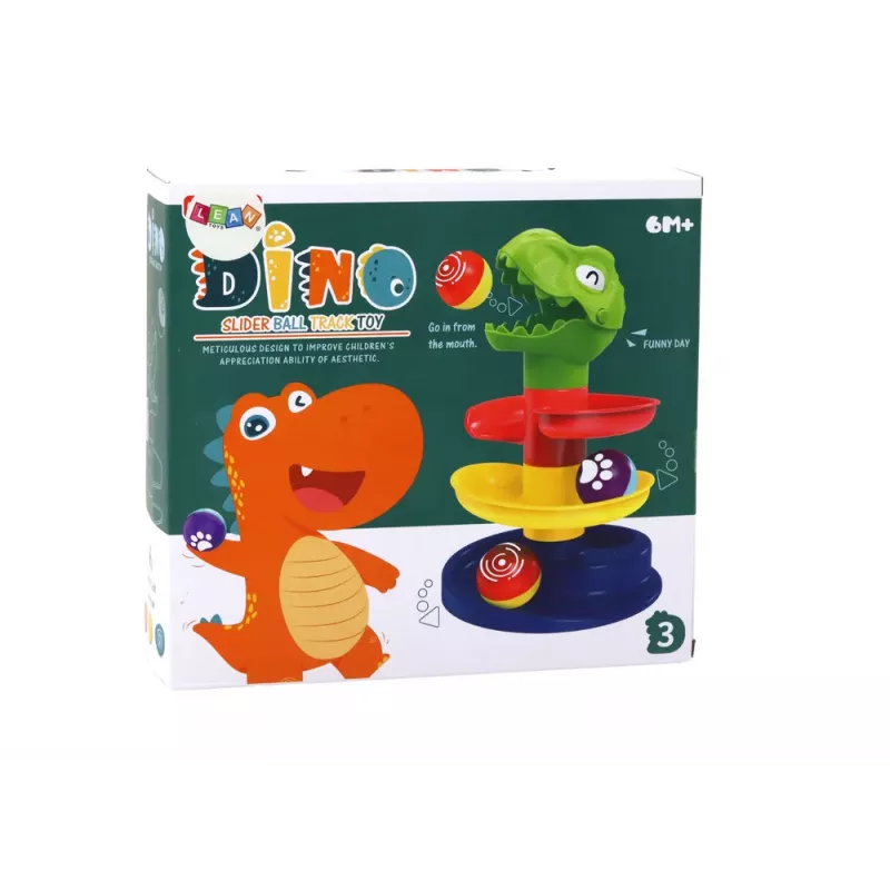LEAN TOYS Izglītojošs Slaids Bumbiņu Šķirotājs Zaļš Dinozaurs