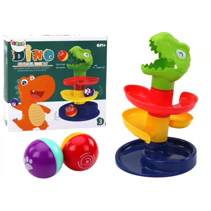 LEAN TOYS Izglītojošs Slaids Bumbiņu Šķirotājs Zaļš Dinozaurs