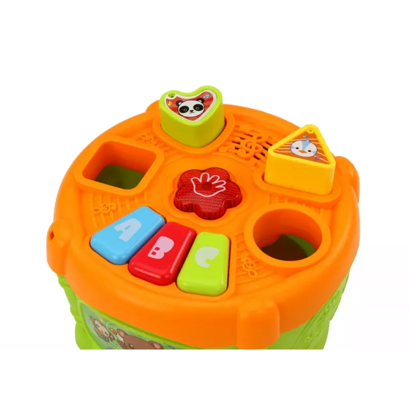 LEAN TOYS Interaktīvā izglītojošā bungas ar formām Zaļa un Oranža