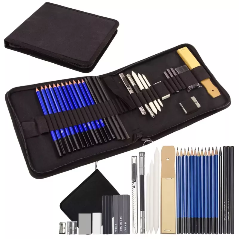 LEAN Art Sketching Set Pencils Accessories Pencil Case 32 pcs