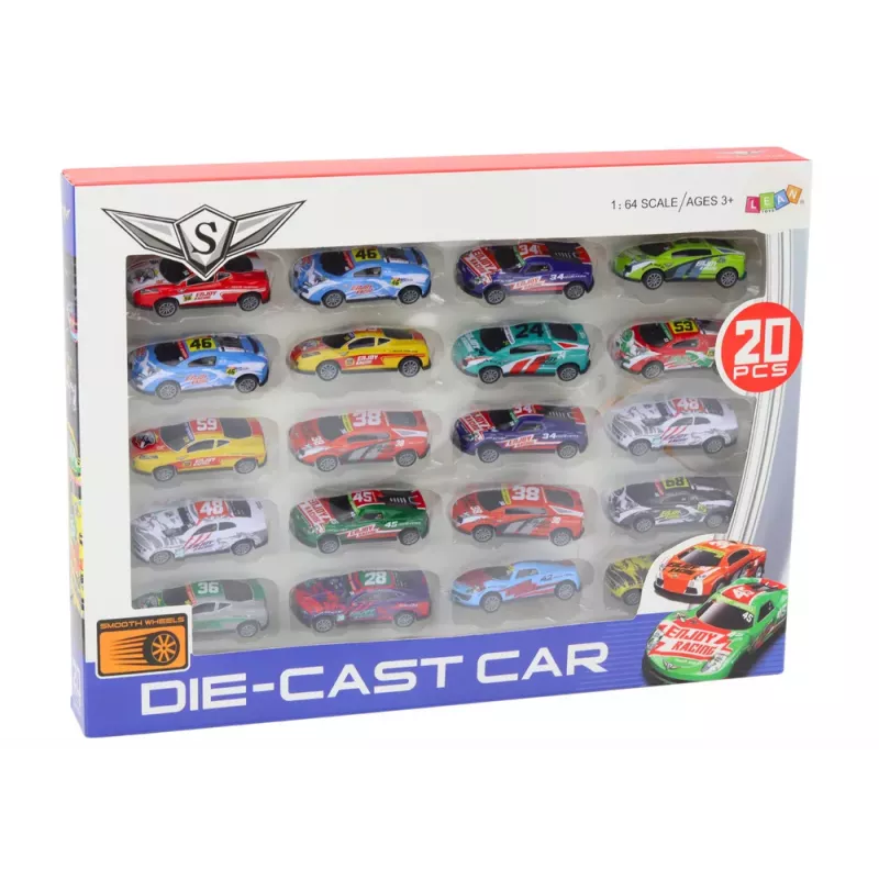 LEAN TOYS Rotaļu automašīnu komplekts, Sporta sacīkšu automašīnas 1:64, 20 gab.