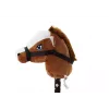 LEAN TOYS Plush Horse Head On A Stick Hobby Horse Dark Brown Shorthair Horse Sounds