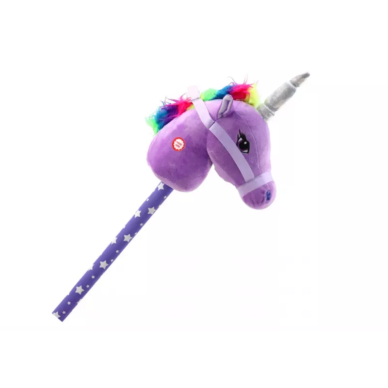 LEAN TOYS Plush Unicorn Head On A Stick Hobby Horse Purple Unicorn Sounds