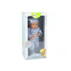 LEAN TOYS Bērnu lelle ar svītrainu džemperi, cepuri un zilu šalli - 42 cm