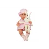 LEAN TOYS Bērnu lelle truša nesējā rozā rūtainā tērpā