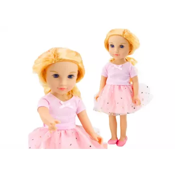 LEAN TOYS Doll in a Dress with Tulle, Pink, Blonde Hair