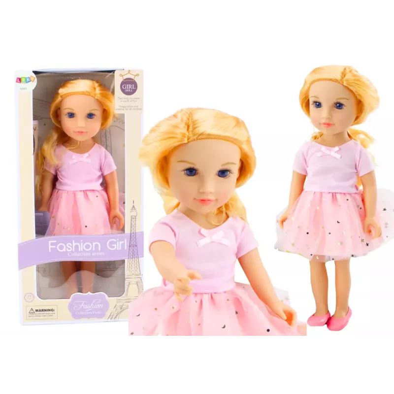 LEAN TOYS Doll in a Dress with Tulle, Pink, Blonde Hair