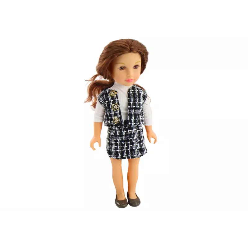 LEAN TOYS Steffi Love Doll in Elegant Checked Clothes Brown Hair