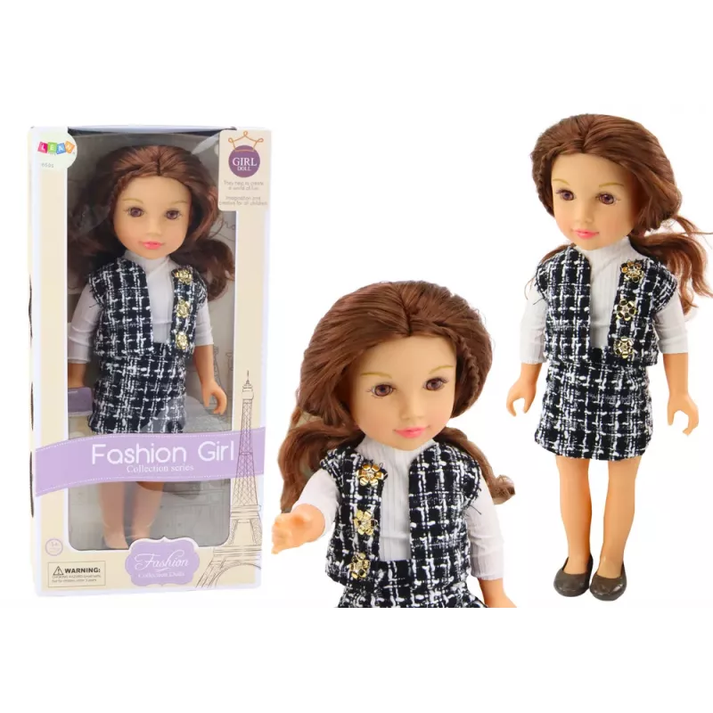 LEAN TOYS Steffi Love Doll in Elegant Checked Clothes Brown Hair
