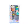 LEAN TOYS Baby Doll In Gray Pajamas Peeing Bottle Pacifier Sounds