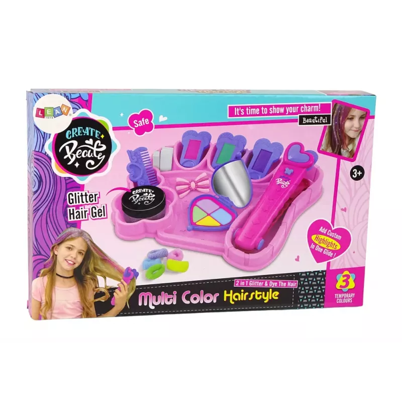 LEAN TOYS Krīts matu krāsošanai, krāsaini akcenti, taisnotājs, aksesuāri
