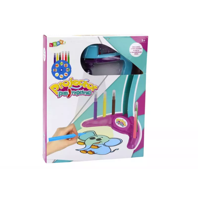 LEAN TOYS Zīmēšanas projektors 3 nomaināmi diski, pildspalvas, violeta