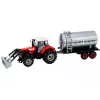 LEAN TOYS Lauksaimniecības traktors ar ekskavatoru un cisternas piekabi sarkanā krāsā