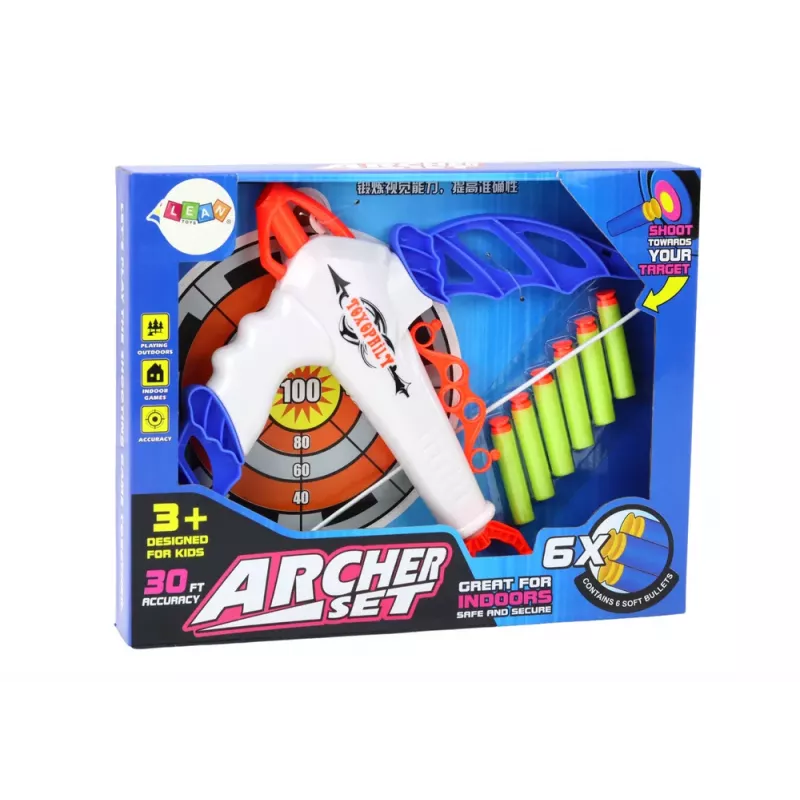 LEAN TOYS Loks ar Mērķi Mīkstajām Bultām ar Piesūcekni, 6 Gabali