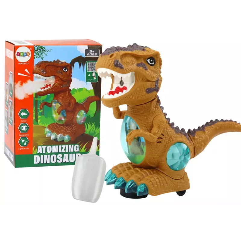 LEAN TOYS Dinozaurs Dejojošs ar Šķēršļu Sensoru Gaismām Skaņām Dzeltens