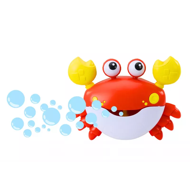 LEAN TOYS Red Crab Bubble Machine - Automātiskais burbuļu pūtējs ar mūziku, piesūcekņiem, iekštelpām/āra telpām/vannai
