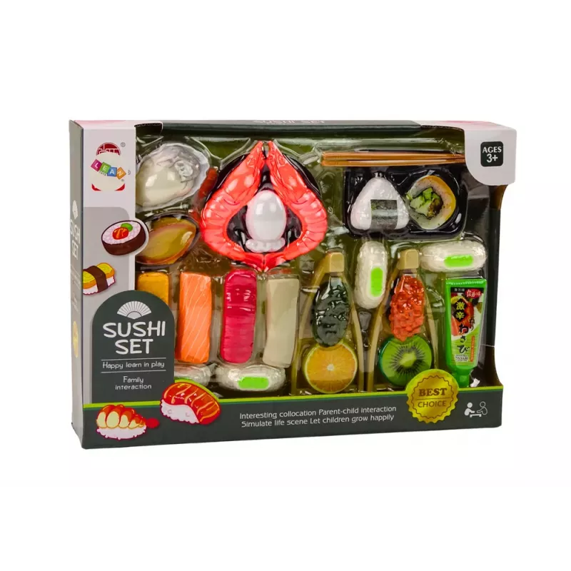 LEAN TOYS Sushi rotaļu komplekts, garneles aksesuāri bērniem, 24 gabali