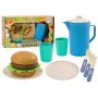 LEAN TOYS Trauku komplekts, šķīvji, krūzes, krūze, hamburgers, galda piederumi, 11 gab.