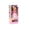 LEAN TOYS Leļļu rozā kleita, gari mati, matu sprādzes, suka 38cm