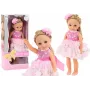 LEAN TOYS Leļļu rozā kleita, gari mati, matu sprādzes, suka 38cm