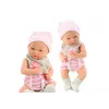 LEAN TOYS Bērnu lelle baltā un rozā apģērbā, cepurē, knupītī, priekšautiņā, segā