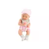 LEAN TOYS Bērnu lelle baltā un rozā apģērbā, cepurē, knupītī, priekšautiņā, segā
