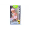 LEAN TOYS Bērnu lelle baltā un rozā apģērbā, cepurē, knupītī, priekšautiņā, segā