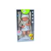 LEAN TOYS Bērnu lelle zilā un baltā apģērbā, cepurē, knupītī, priekšautiņā, segā