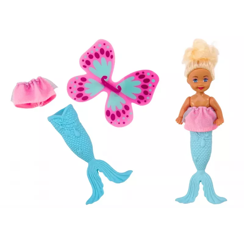 LEAN TOYS 2in1 Mini Doll Mermaid Fairy Tail Wings