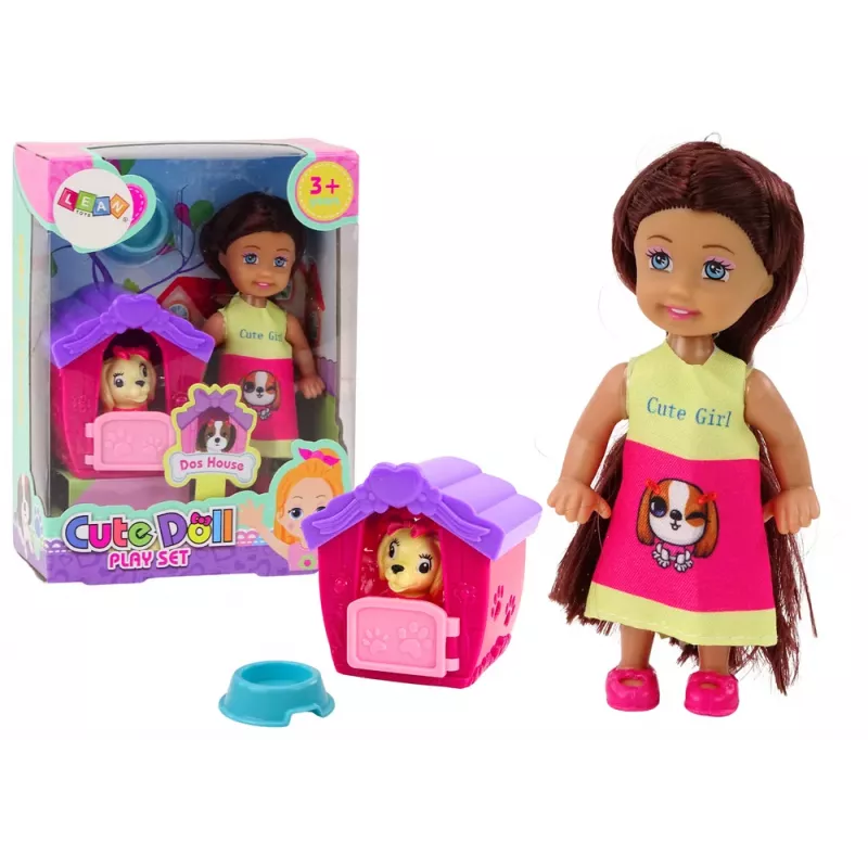 LEAN TOYS Mini Doll Long Hair Colorful Dress Dog Buda