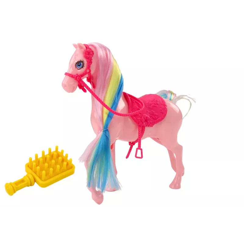 LEAN TOYS Figurīns Zirgs ar Krāsainām Krēpēm un Rozā Suklas Seglu