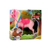 LEAN TOYS Figurīns Zirgs ar Krāsainām Krēpēm un Rozā Suklas Seglu