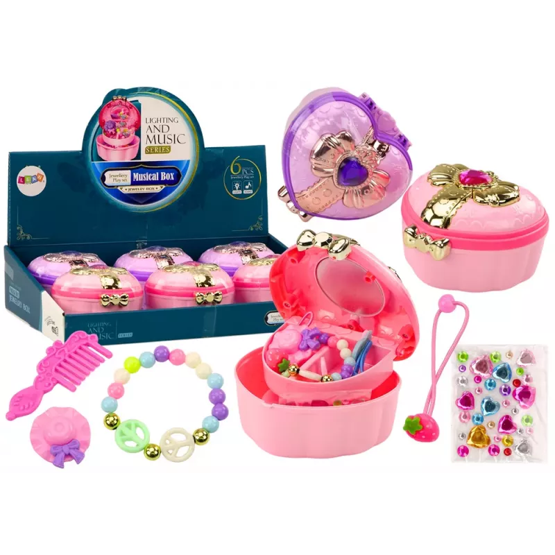 LEAN TOYS Komplekts: Lāde, Sirds kastīte, Rotaslietu kastīte, Aksesuāri MIX