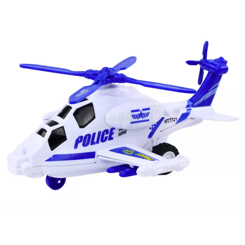LEAN TOYS Policijas helikopters balts vai melns, berzes piedziņa, gaisma un skaņa