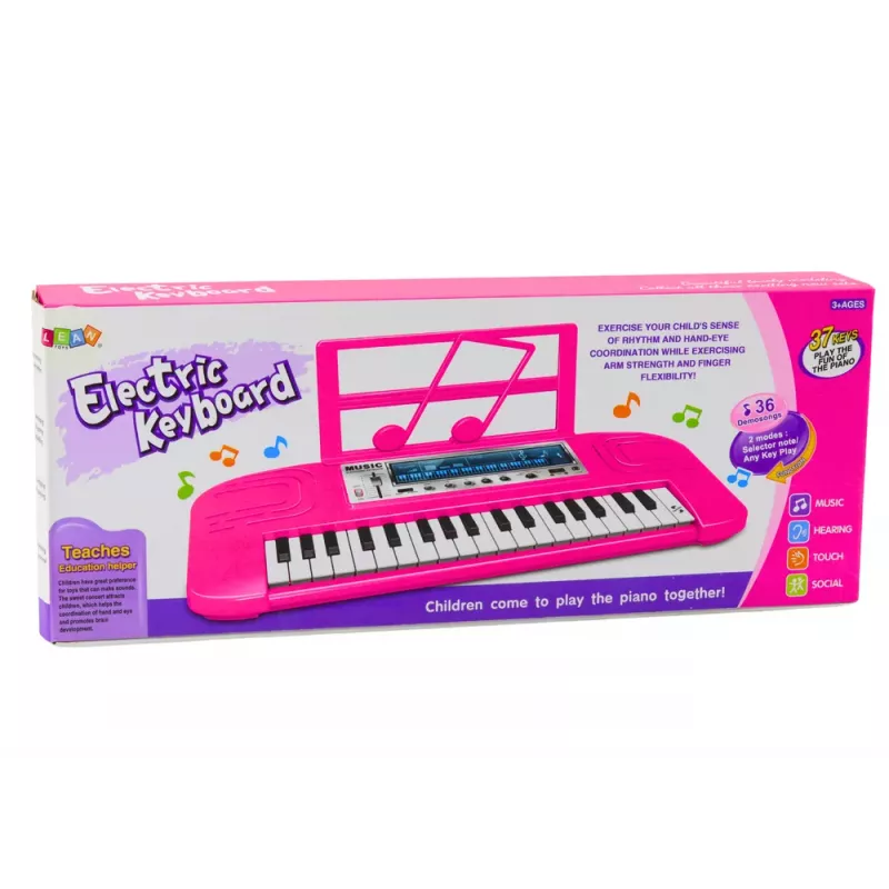 LEAN TOYS Bērnu elektriskās klavieres, 36 melodijas, rozā
