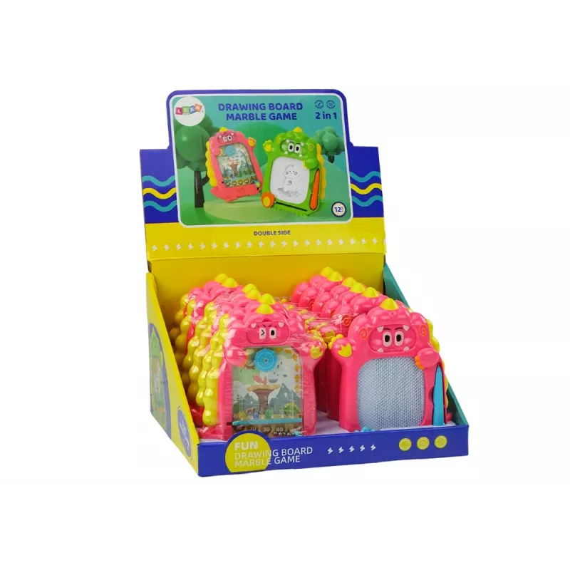 LEAN TOYS Drawing Board Pocket Game 2in1 Pink Dinosaur
