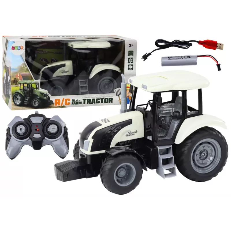 LEAN TOYS Remote Controlled RC Tractor 2.4G Sounds White