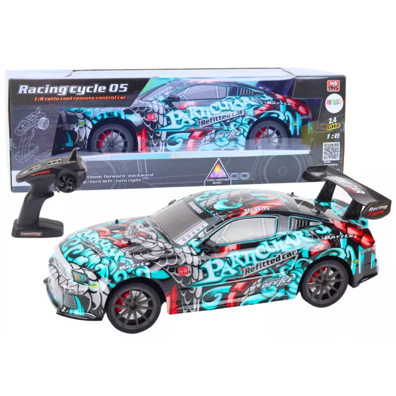 LEAN TOYS Liela tālvadības RC sporta automašīna 1:8 Gaismas Skaņas Grafiti