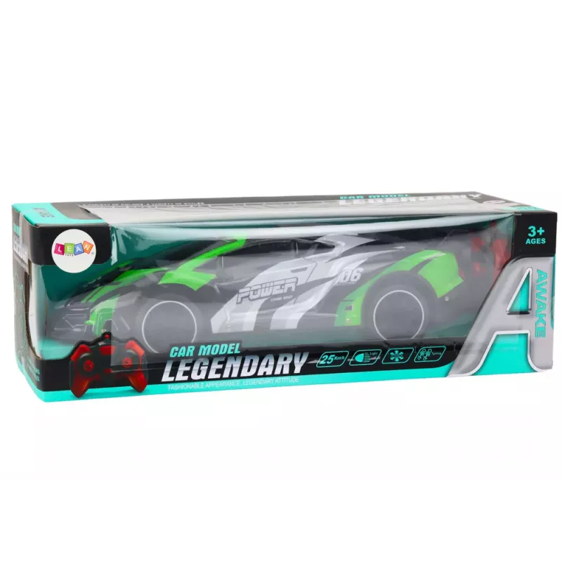 LEAN TOYS Sporta automašīna ar tālvadību RC 1:10 25km/h Gaismas Zaļa
