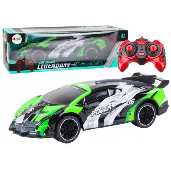 LEAN TOYS Sporta automašīna ar tālvadību RC 1:10 25km/h Gaismas Zaļa