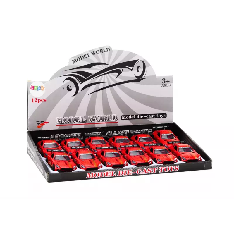 LEAN TOYS Sporta auto 1:32 Lietā metāla modelis Porsche 911 Carrera S Sarkans Ar atsitiena dzinēju un spoileri
