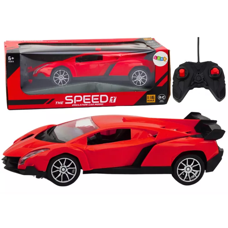 LEAN TOYS Ar vadību vadāma sporta automašīna sarkana 1:16 RC auto