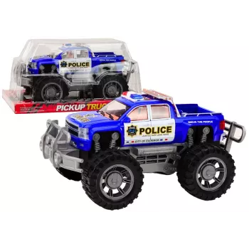 LEAN TOYS Policijas auto pikaps zils bezceļu policijas transportlīdzeklis