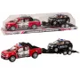 LEAN TOYS Policijas pikaps ar evakuatora puspiekabi bezceļa auto policijas komplekts
